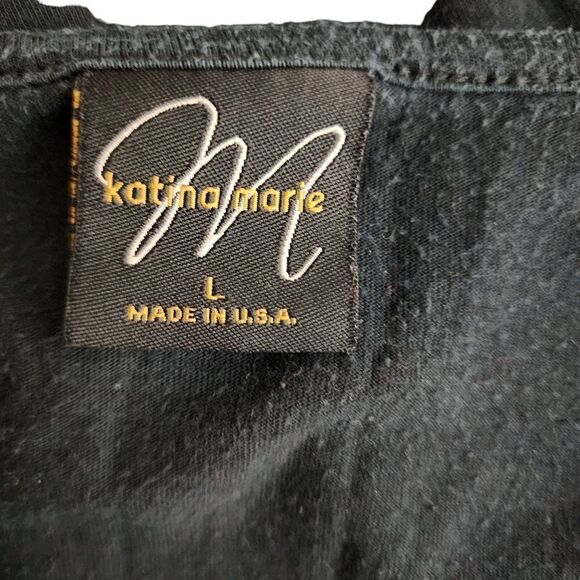 Vintage Y2K Tunic Top Shirt Womens Size L Black Sharkbite Hem - Picture 3 of 5